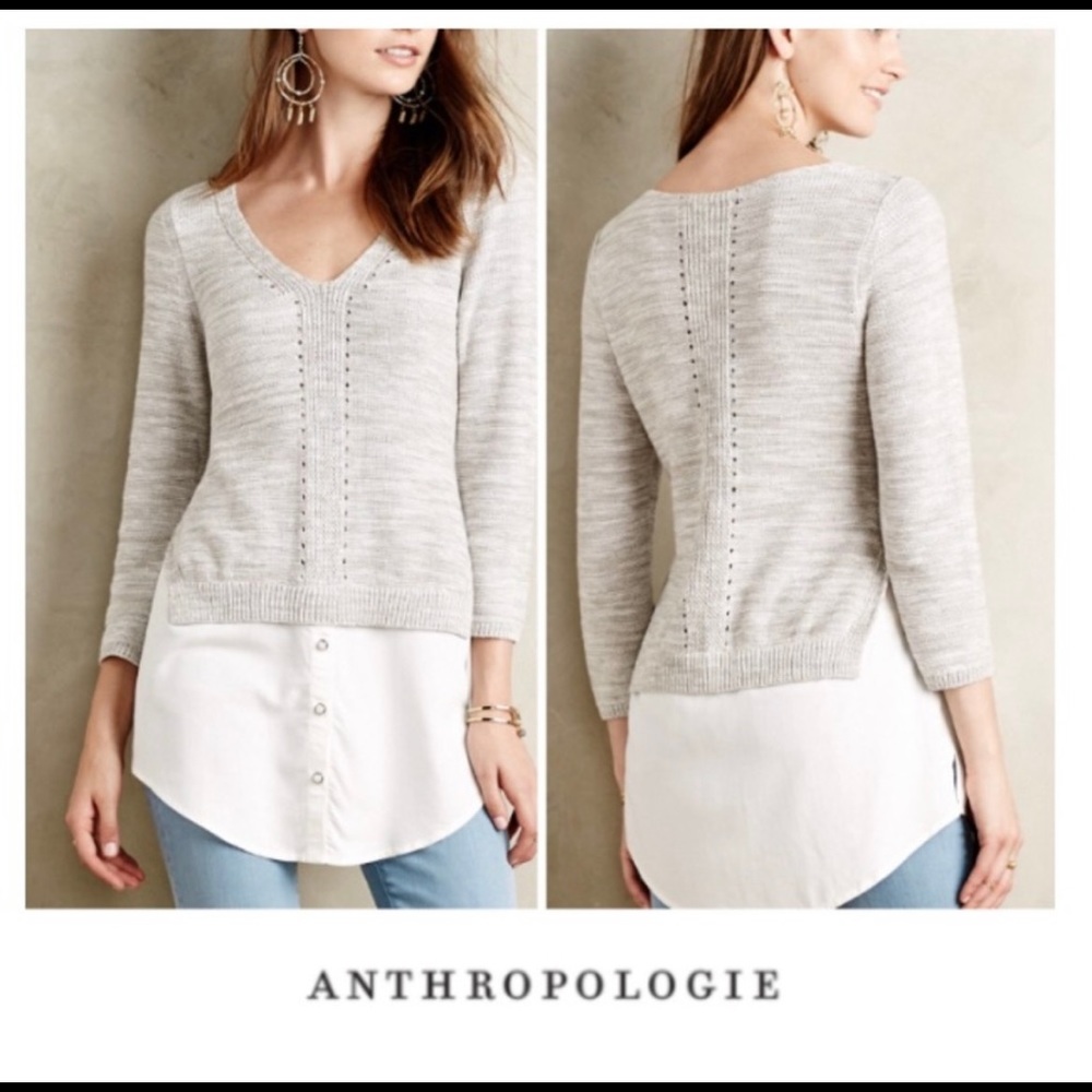 Anthropologie Moth Aselin Cream & White Sweater